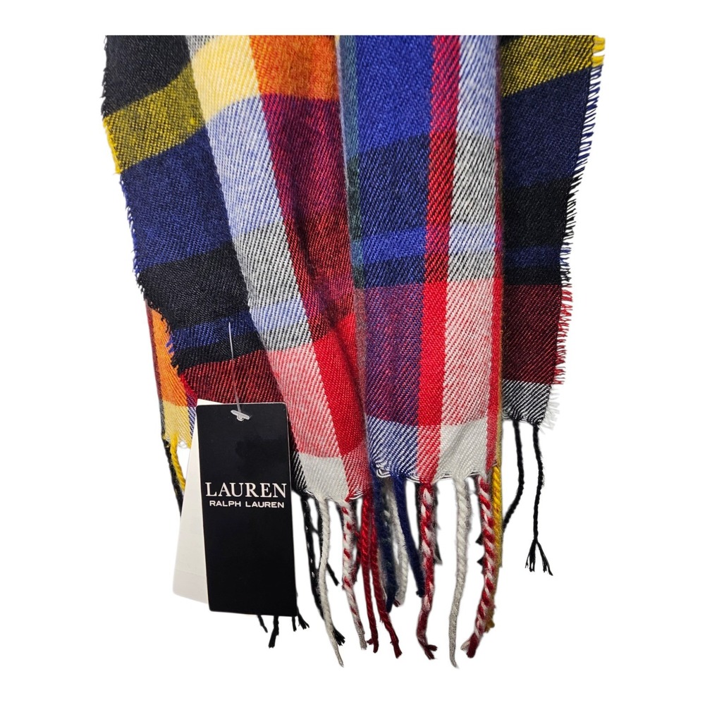 Lauren Ralph Lauren Women's Plaid Multicolor Tartan Oversize Wrap Scarf 74"x24" - Picture 3 of 3